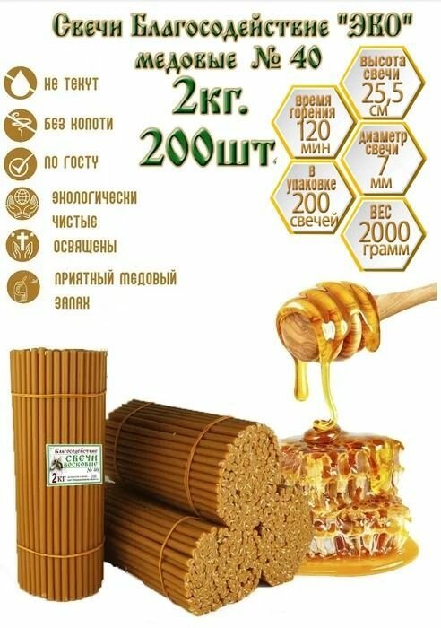 Свечи Церковные восковые №40, 2 кг