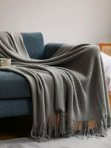 Изображение товара Плед вязаный текстильное, акриловый, для дома 170х200, Valtery, PA-10