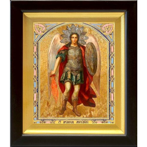 Архангел Михаил, Архистратиг (лик № 142), икона в деревянном киоте 14,5*16,5 см
