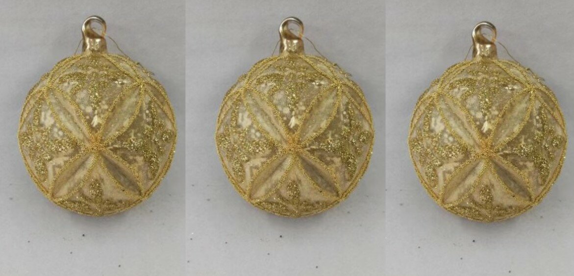 15491 Набор из 3-х шаров золотого цвета 8 см Karlsbach