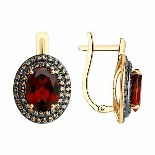фото Серьги thing jewelry, красное золото, 585 проба, гранат, красный