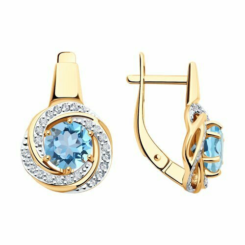 Серьги DIALVI JEWELRY, красное золото, 585 проба, топаз, голубой