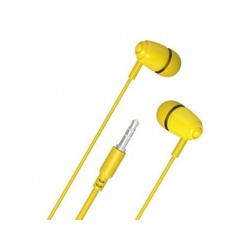 Наушники Perfeo PF_C3186, вкладыши, закрытое звуковое оформление, длина 13 см, вес 0.1 кг, желтый цвет