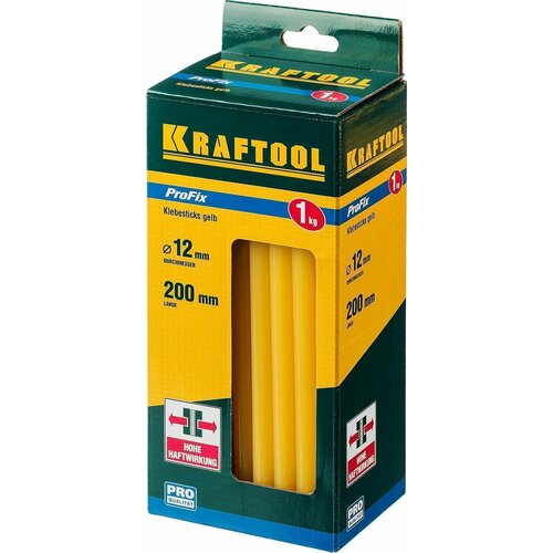 KRAFTOOL Yellow желтые сверхсильные клеевые стержни, d 11 x 200 мм (11-12 мм) 50 шт. 1 кг