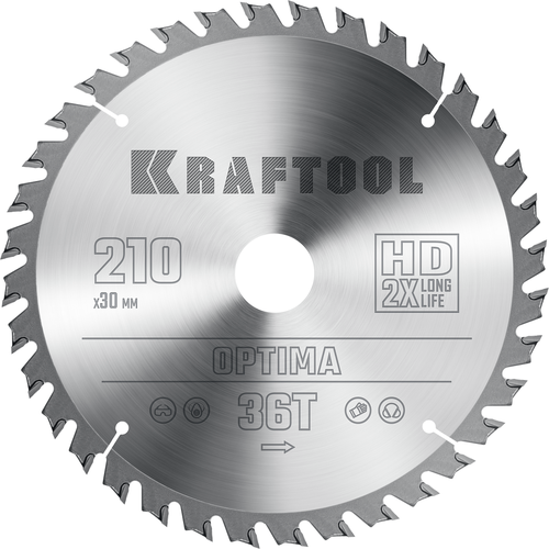 Диск пильный по дереву 210х30 мм, 36Т, Optima Kraftool 36951-210-30