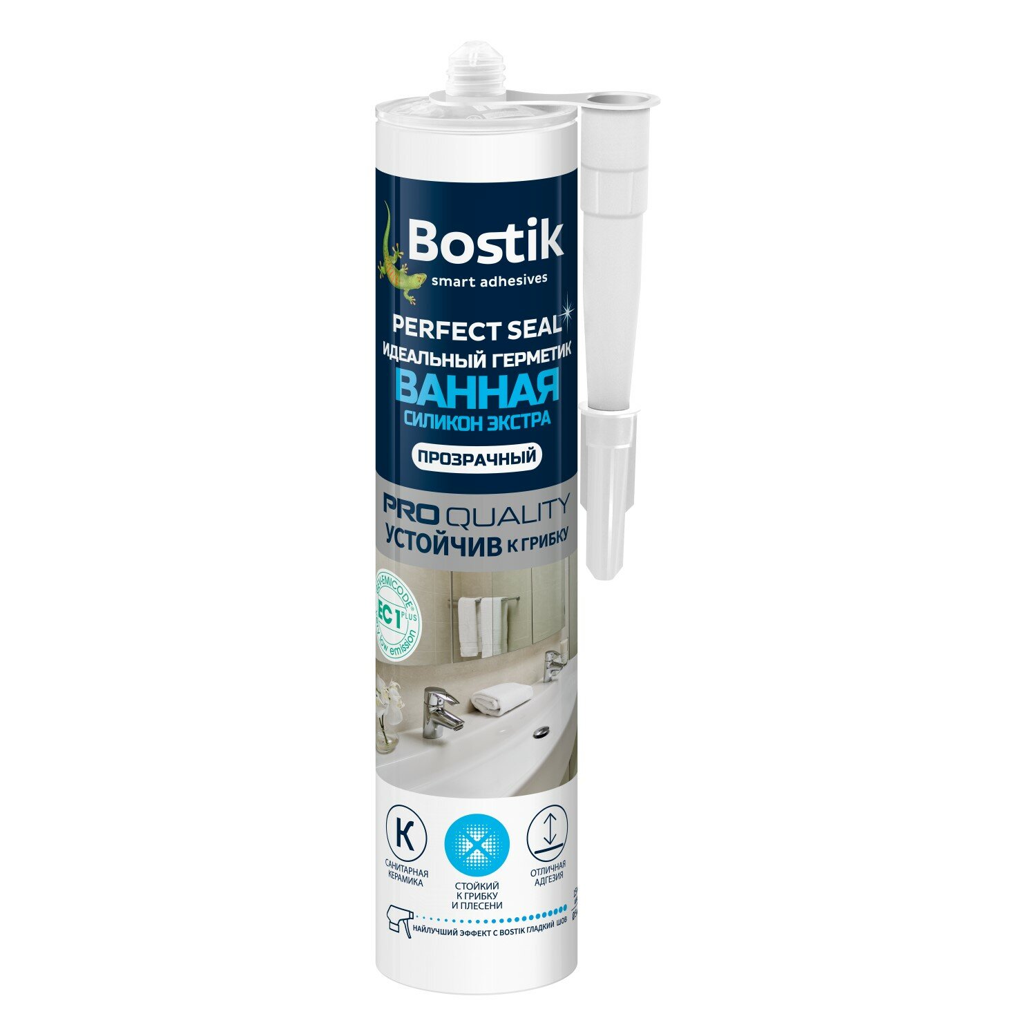 фото Герметик силиконовый для санитарных зон Bostik Perfect Seal Ванная Экстра (280мл) прозрачный