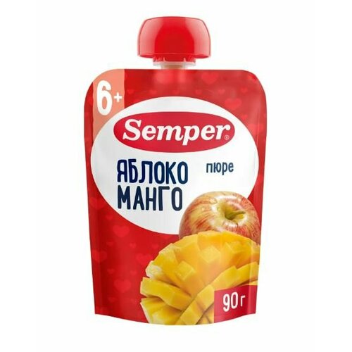 Semper - пюре яблоко и манго (пауч) 6 мес, 90гр