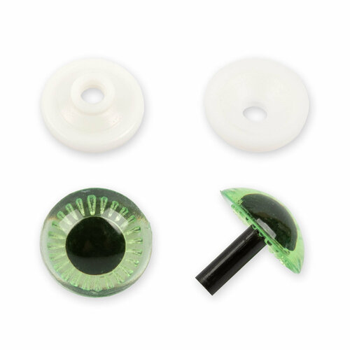HobbyBe PGSL-13 Глаза пластиковые с фиксатором (с лучиками) d 13 мм 5х2 шт. зеленый