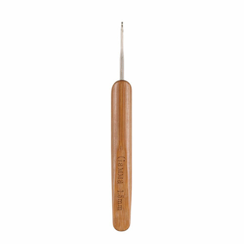 Для вязания Gamma RHB крючок с бамбуковой ручкой сталь бамбук d 1.5 мм 13.5 см в блистере .