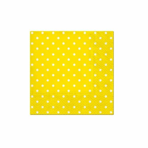 Декупажная карта - Желтая в горошек, салфетки трехслойные, 33 х 33 см, 1 упаковка