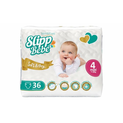 Подгузники SLIPP BEBE Twin № 4 (7-18 кг) 36 шт подгузники детские slipp bebe 30 шт подгузники трусики 4 размер от 7 до 18 кг мягкие и дышащие