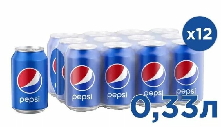 Pepsi (Пепси) газированный напиток 0,33л. 12 шт. ЖБ