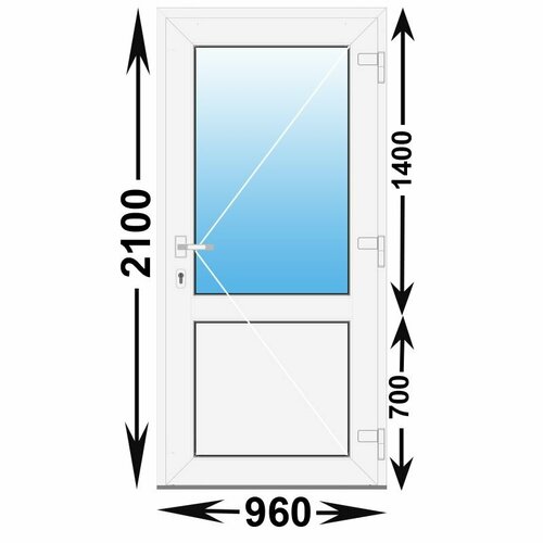 Готовая пластиковая входная дверь MELKE 960x2100 алюминиевый порог (ширина Х высота) (960Х2100)