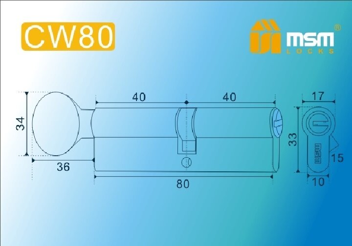 Цилиндровый механизм MSM CW 80 mm PB, ключ-вертушка