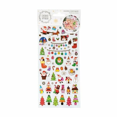 Наклейка новогодняя, Снежное кружево, 19х10 см, 2 листа, в ассортименте