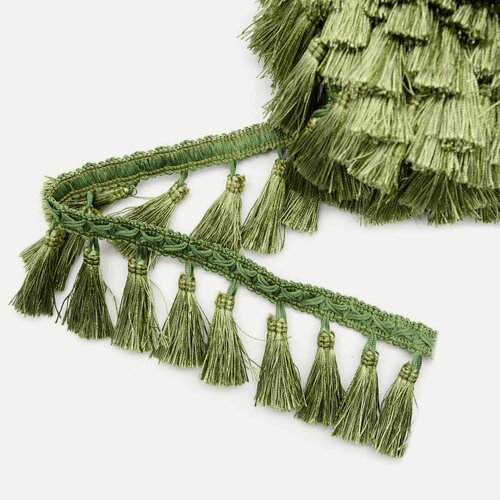 Изображение товара Бахрома для штор с кисточками, 6 см*10 м, для текстиля и шитья, фисташковая, Айрис