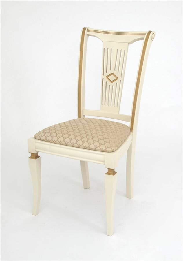 Деревянный стул Милорд молочный с золотой патиной