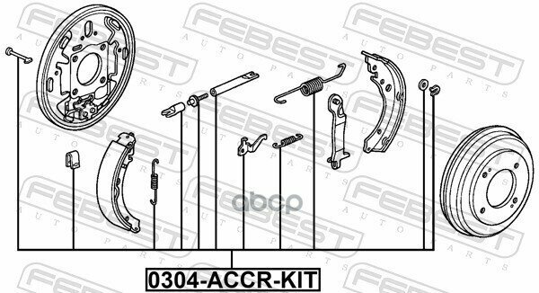 Монтажный комплект барабанных колодок для автомобилей Honda FEBEST 0304-ACCR-KIT