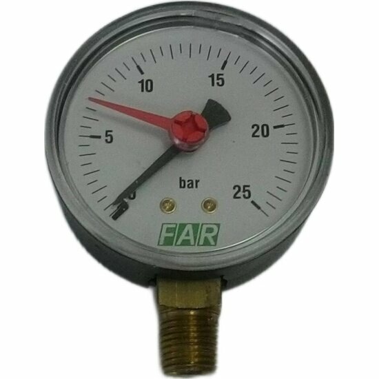 Манометр Far 1/4" (радиальное соед.) , 0-25 бар, - 20-80 °C, O 63 мм