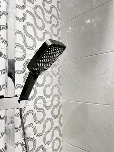 Изображение товара Лейка для душа с тремя режимами и кнопкой, графит, 10,5х26 см