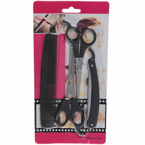 Набор для стрижки волос Barber ножницы 2шт расческа и станок для бритья 39900₽