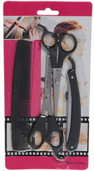 Набор для стрижки волос «Barber», ножницы 2шт, расческа и станок для бритья