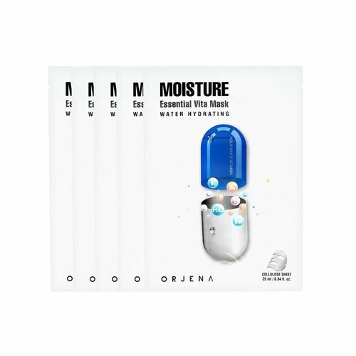 ORJENA Увлажняющая тканевая маска для лица Moisture Essential Vita Mask (5 шт) питательная тканевая маска для лица orjena nutrition essential vita mask 1 шт