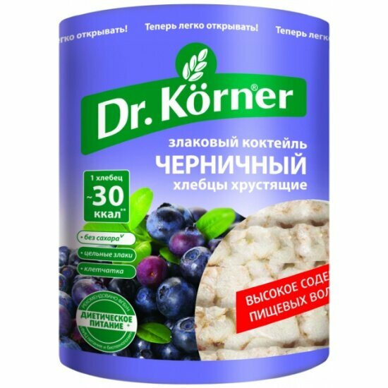 Хлебцы Dr. Korner "Злаковый коктейль" Черничный, 100 гр.