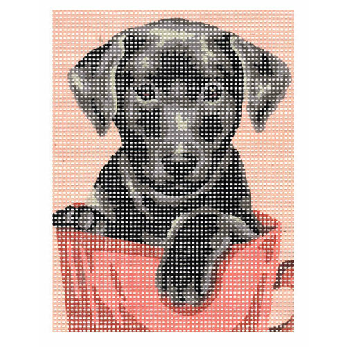фото Канва с рисунком collection d*art щенок в красном бокале, 14*18см grafitec