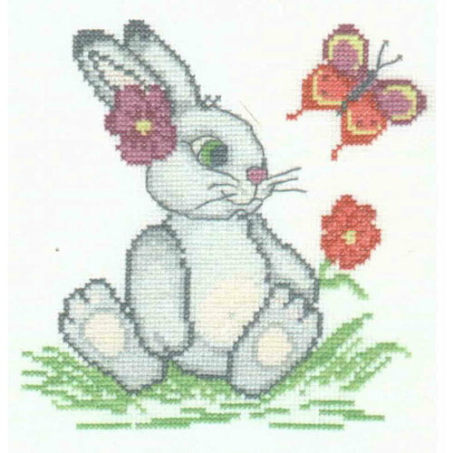 Набор для вышивания крестом машенька Зайка и бабочка, 18*18см