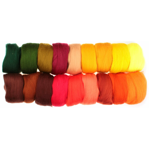 Набор шерсть для валяния Лелека, Осень, 100%шерсть, 180г, 18цветов