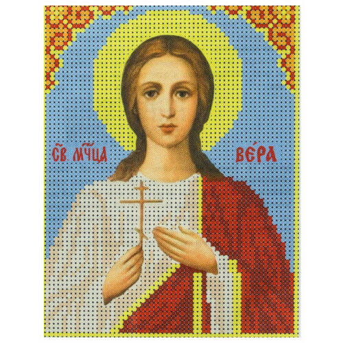 Ткань с рисунком для вышивки бисером каролинка Св. Муч. Вера, 12,8*16,8см, 1шт