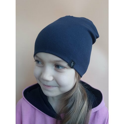 фото Шапка бини , размер 48-52, синий just joy kids