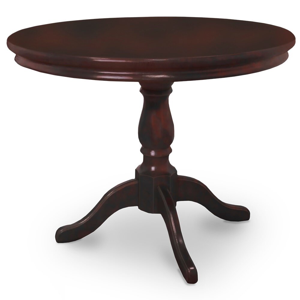 Стол обеденный круглый на кухню из натурального дерева; размер 80(110)*80; цвет могано