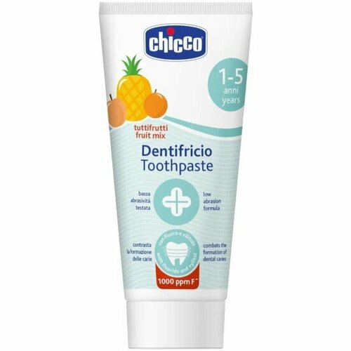 фото Детская зубная паста chicco c фтором, с фруктовым вкусом 1-5 лет