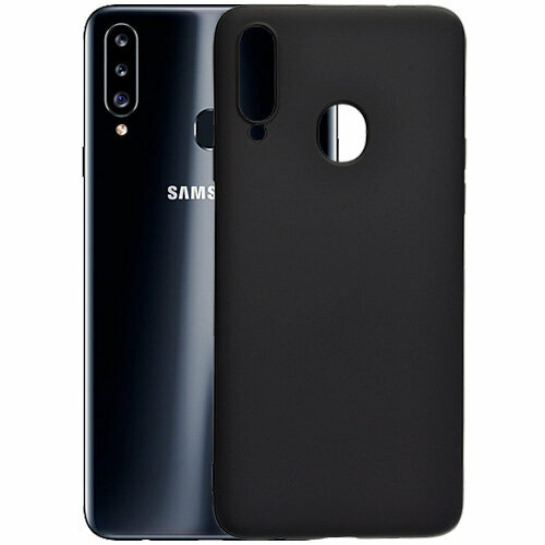 Силиконовый чехол матовый для Samsung Galaxy A20S Черный