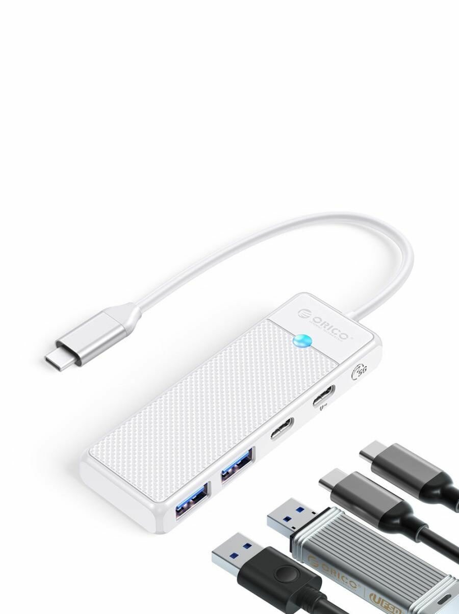 Концентратор ORICO USB-C с 2x USB-A, 1xUSB-C, 1xPD 100 Вт, белый (ORICO-PAPW2AC-C3-015-WH-EP)