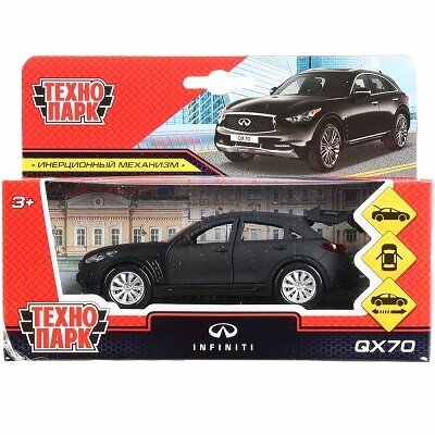 Машина металлическая Infiniti QX70, черный матовый, 12 см