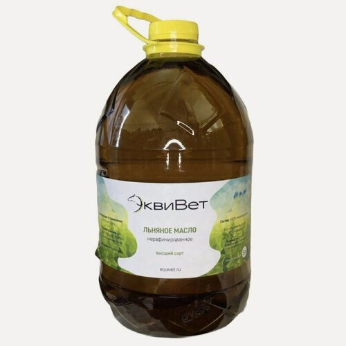 Изображение товара Масло льняное нефильтрованное, 5 л ЭквиВет