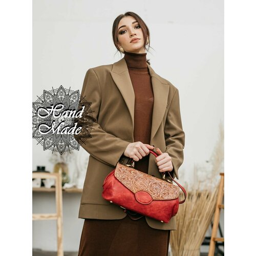 фото Сумка багет lumida, фактура тиснение, гладкая, красный