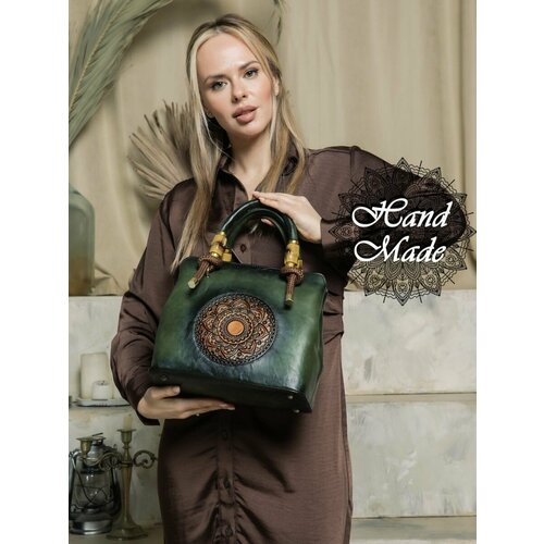 фото Сумка lumida, фактура тиснение, зеленый