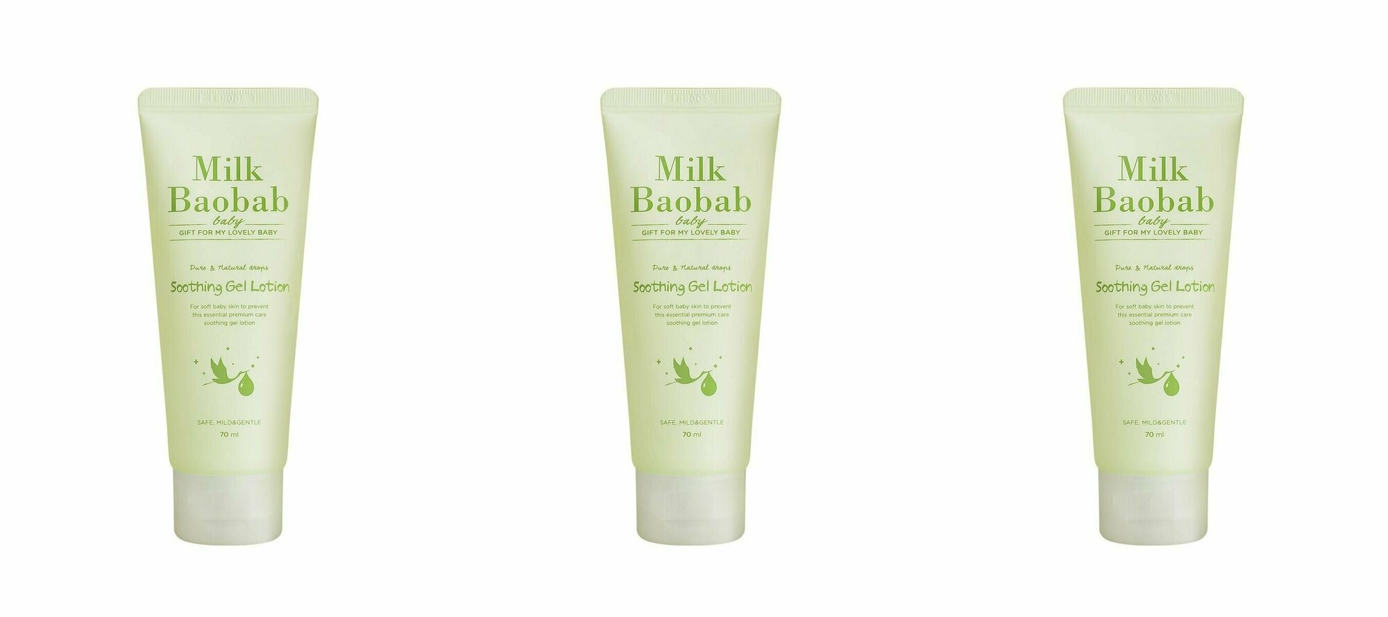 Milk Baobab Детский лосьон для тела Baby Soothing Gel Lotion Travel Edition 70 мл 3 шт