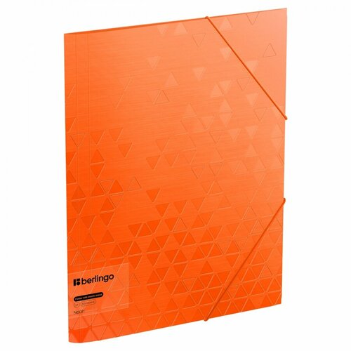 Папка на резинках пластиковая Berlingo Neon (А4, 600мкм, до 300 листов) оранжевый неон (FB4_A4394) 100 шт бумажные застежки компрессорные папки самоклеящиеся застежки металлические зажимы для книг пластиковые папки