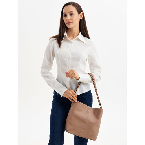 фото Сумка хобо jane's story, фактура зернистая, бежевый