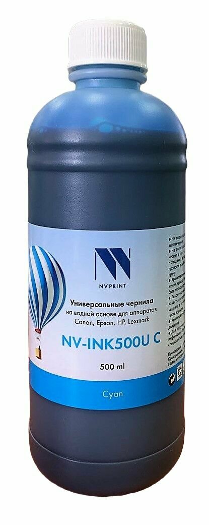 Чернила универсальные NV Print INK500UC Cyan для принтеров Сanon / Epson / НР / Lexmark / 500 ml