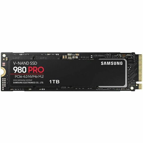Твердотельный накопитель SSD Samsung 1TB M2 2280 980 PRO PCIe Gen4x4 with NVMe 70005000 IOPS10001000K MTBF 15M 3D NAND TLC 600TBW 033DWPD 1292500₽