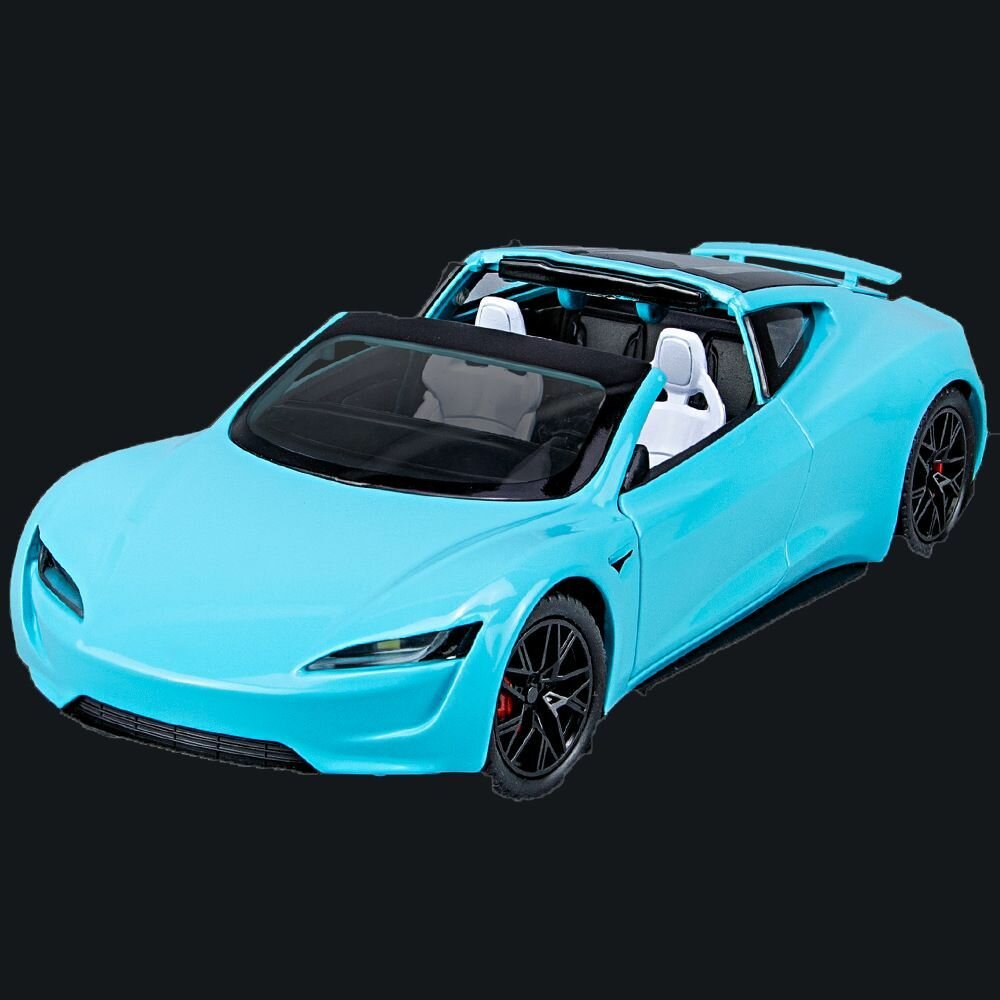 Машинка металлическая Tesla Roadster 1:24, Коллекционная модель машины для взрослых, Игрушечный автомобиль с звуковыми и световыми эффектами для детей