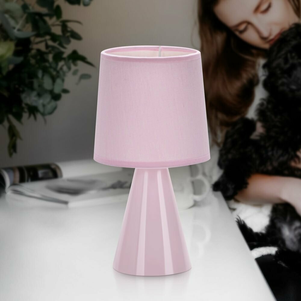 Настольный светильник с абажуром для спальни Rivoli Edith 7069-503 40 Вт керамика розовая
