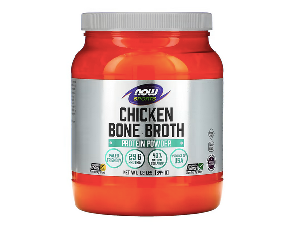 NOW Foods, Sports, протеиновый порошок из куриного костного бульона, 544 г