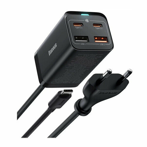 Сетевое зарядное устройство Baseus GaN3 Pro Desktop Fast Charger, 2C+2USB, 100W EU + Cable Type-C to Type-C 100W 1м, Черный, CCGP000101